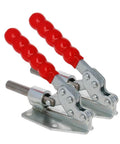 Adjustable Toggle Clamp Beefy Heavy Duty Push Pull Action Quick Release With 180 Kg Capacity, 144.5 Degree Handle Opening, 30mm Plunger Stroke, High Carbon Steel, Red And Silver, 2 Pack