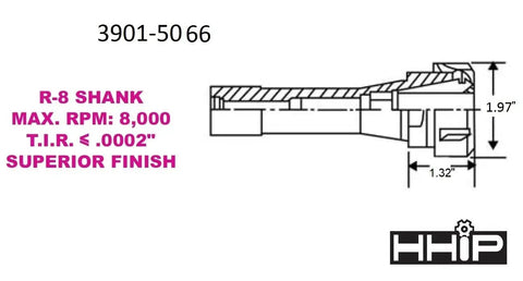 Technical drawing of R8 ER-32 Collet Chuck With Drawbar End And Spanner Nut, Premium Hardened All-Ground Body, 8000 RPM, TIR Under.0002.