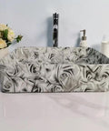 USZWBY Vessel Sinks Bathroom Vessel Sink Hotel Art Wash Basin Marble Pattern Ceramic Bathroom Bowl Sink with floral design.