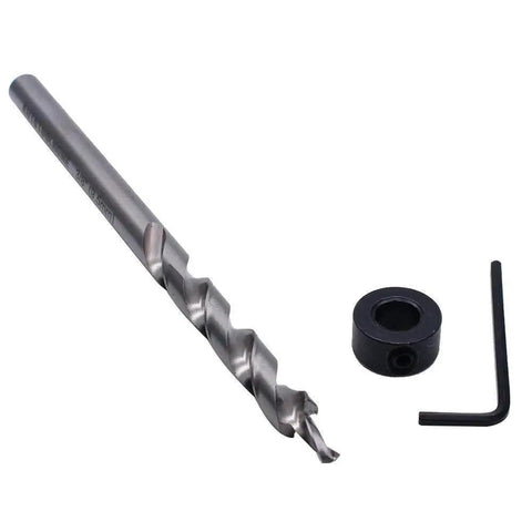 Three Eighths Inch Drill Bit With Depth Stop Collar For Pocket Hole Jig Master System, Six Point Five Inch Length, Replacement Twist Bit