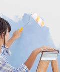 Using a Slick 10 Piece Mini Paint Roller Covers Heavy Duty Acrylic Dripless Wall Wood Fabric Decorating Kit for touch-up painting.