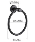 Matte Black Towel Ring For Bathroom And Kitchen Wall Mount, Heavy-Duty Stainless Steel Towel Holder, with dimensions