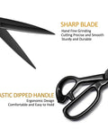 Pro Grade Fabric And Garment Sewing Scissors 10 Inch Heavy Duty Tailor Shears Cuts Like A Boss With Precision, Sharp High Carbon Steel, Durable For Quilting Garments And Home Textiles, black 10-inch tailor shears with ergonomic plastic handle