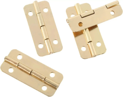 Gold Box Hinges Set 10 Pieces 37x17mm Heavy Duty Cabinet and Jewelry Box Hinges With Screws For Vintage Wood Boxes, Gift Boxes, Wine Boxes, Dollhouses and More, gold metal hinges