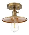 Vintage E26 Ceiling Light Fixture With Flat Metal Shade Hanging Pendant Semi Flush Mount Industrial Edison Style Ideal For Kitchen Bedroom Hallway And Loft Dimmer Compatible With Dimmable Bulbs Up To 60W