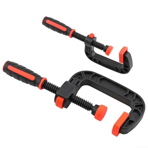 Two Piece Quick Release G Clamps Set For Woodworking With Plastic Jaw Bar Design Easy Trigger Mechanism ideal for repairs.