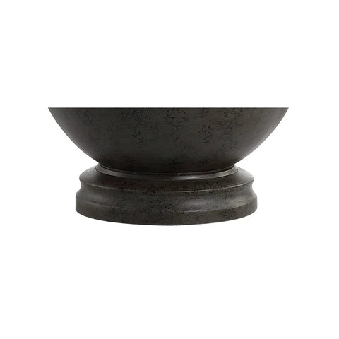 Dark gray resin sphere base detail of 26 Inch Dark Gray Contemporary Resin Sphere LED Table Lamp With White Linen Drum Shade Dope Modern Desk Lamp.