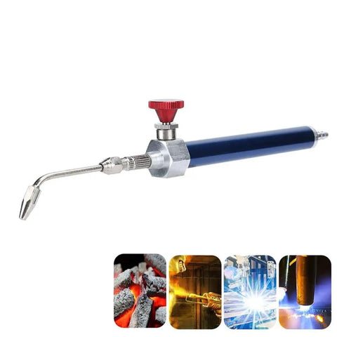 Water Oxygen Welding Torch 8008 For Jewelry Soldering And Gold Making, ergonomic blue handle, brass construction, combustion flame.