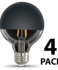 G25 DM Black Mirror Dome Filament LED Light Bulb 40W Equivalent, 4 pack, decorative globe with mirrored top for ambient glow