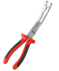 9 Inch Long Reach Hose Clamp Pliers With Flexible Wire Shaft For Diesel Engines, Tight Spaces Tool Kit A Model 0-75mm Soft Grip Handles And Effortless Removal Plus Installation Experience, red black handles
