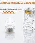 100 Pack Cat6 RJ45 Connectors For Solid And Stranded UTP Ethernet Cables Crimp On Ends Transparent Clear Finish