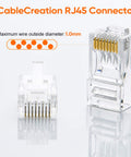 50 Pack Cat6 RJ45 Connectors For Solid And Stranded UTP Ethernet Cables, Crimp Ends For 24 To 26 AWG, Fits Standard RJ45 Ports