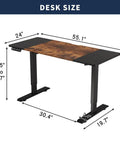 Rocksolid Electric Standing Desk With Solid Steel Frame And Reinforced Double Beams, 55.1 inch lift up table dimensions