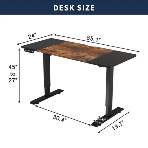 Rocksolid Electric Standing Desk With Solid Steel Frame And Reinforced Double Beams, 55.1 inch lift up table dimensions
