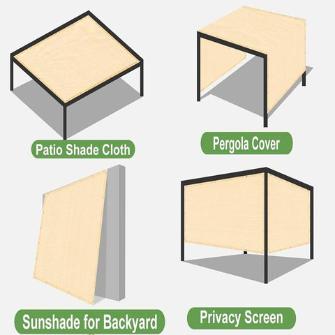 Illustration of 90 Percent UV Blocking Sun Shade Cloth 6x15 Ft With D Ring Breathable UV Resistant for patio pergola backyard use