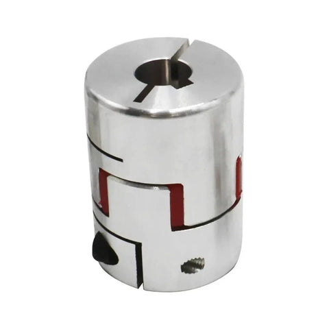 Professional Grade Rock Solid C7 Twenty Millimeter Ballscrew Kit With Lead Nut BKBF15 End Blocks DS20H Shaft Collars and Heavy Duty Flex Couplers Set flex coupler close-up view.