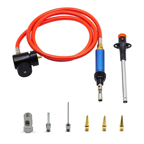 MAP And MAPP Gas Soldering Mini Pen Torch Kit With 3 Foot Hose 6 Replaceable Heads Piezo Igniter Free Flint Lighter Storage Box Portable Brazing And Jewelry Welding Torch For Jewelry Making And Metalwork