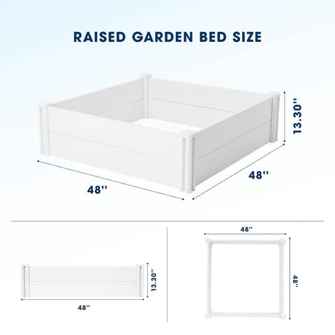Vinyl Raised Garden Bed 4x4x1 Ft Open Bottom Planter For Above Ground Gardens Rust Proof UV Resistant Fade Resistant