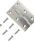 12 Pack of Kickass 3-Inch Premium Rustproof Stainless Steel Folding Hinges with Brushed Finish for Rugged Cabinet Doors Wood Boxes and Creative DIY Crafts Includes 72 Screws with screws.