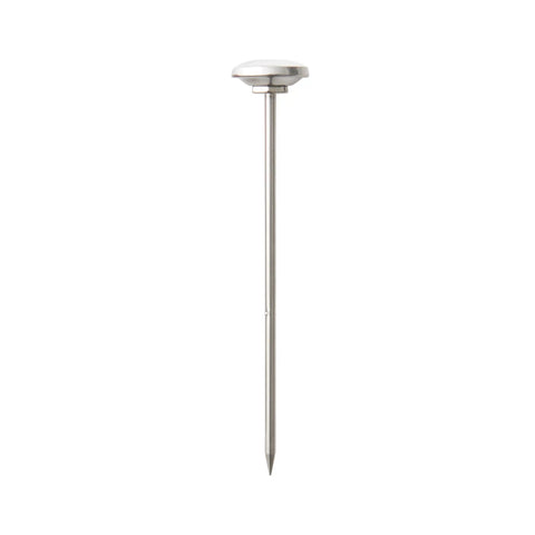 Instant Read Analog Meat Thermometer For Grill And Kitchen Durable Stainless Steel 1 Inch Dial Red Pocket Calibration Sleeve Easy Calibrate NSF Approved Grillin Ready For BBQ And Home Cooking shown with stainless steel stem.