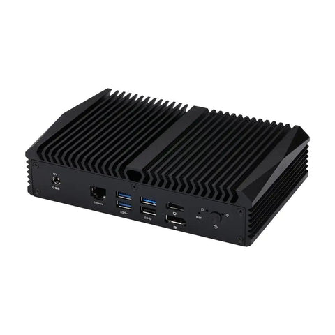 Intel Core i3-10110U Mini PC With Dual 10G SFP Plus And Six 2.5GBE LAN Ports rear view with USB and network ports