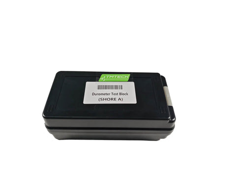 Shore A Durometer Hardness Test Block Kit With 7 Color Blocks For Quick Rubber Hardness Checks, closed black case.