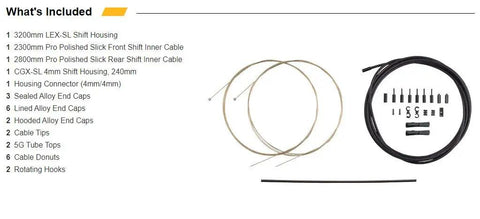 Pro Shift Cable Kit For Bikes With Slick Lube Tech And Hex Sheath To Slash Friction Pro Polished Slick Cable For Crisp, Responsive Gear Shifts SID Blue contents including cables and accessories