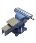 6 Inch Lightweight Bench Vise With 360 Degree Swivel Base For Home DIY Projects Pro Grade Ductile Iron Clamp That Grips Tight Without Slip Space Saving Workbench Vise Built For Durable Hassle Free Tool Work, blue side view