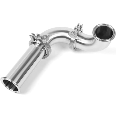 Side view: 2-inch tri-clamp elbow stainless steel pipe fitting, 90-degree, 50.5mm OD, SS304