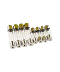 Assorted Glass Tube Fuses Kit Pro Grade with 5x20mm and 6x30mm fast blow fuses, 100 pack, clear glass with metal caps