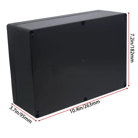 IP67 Waterproof Junction Box Enclosure For DIY Electronics Projects, black ABS plastic, 10.35x7.17x3.74 inches, side view