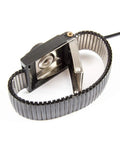 Close-up of Anti Static ESD Adjustable Metal Wrist Strap With 8 Foot Coiled Cord, showing interior and clasp detail.