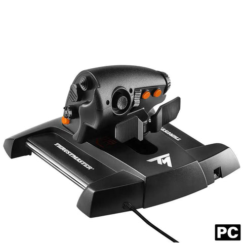 TWCS Throttle For Flight Sim PC USB Controller With Low Profile Design For Precise Smooth Aircraft Control And Immersive Virtual Cockpit Experience Today Pro Grade Gear black USB flight sim throttle with orange buttons on PC