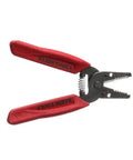 Made In USA Compact Wire Stripper And Cutter For 16 To 26 AWG Stranded Wire With Narrow Nose Self Opening Spring, red handles