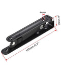 Heavy Duty Folding Shelf Brackets 8 Inch White Metal Corner Braces Built Like A Tank Triangle Supports Collapsible Wall Mounts measuring 5.7 inches.
