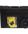 Heavy Duty Rolling Tool Box On Wheels With Black Finish 20 3/8 Inch Wide By 11 3/4 Inch Deep Contractor Chest Durable Steel