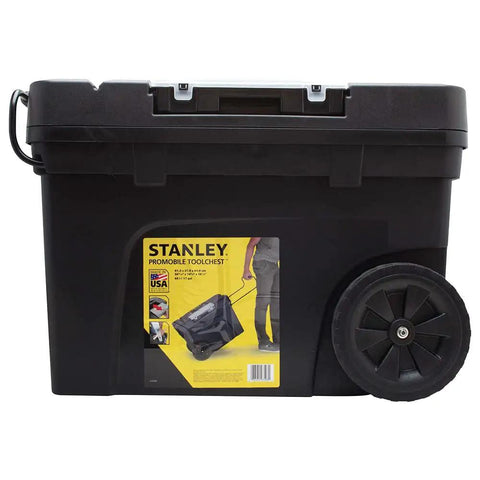 Heavy Duty Rolling Tool Box On Wheels With Black Finish 20 3/8 Inch Wide By 11 3/4 Inch Deep Contractor Chest Durable Steel