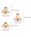 Top Shelf Copper Flat Head Rivet Screws, Thirty Pack Chicago Fasteners For Leather Crafting, Notebook Binding, And Belt Repairs, Solid Metal hardware kits with various sizes.