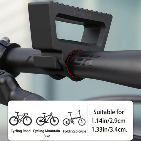 Rock Solid Bicycle Handlebar Repair Bracket Stabilizer Stand 2 Pack, Black, fits 1.14-1.33 inches, shown on bike handlebar