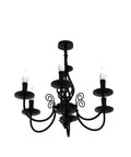 French Country Chandelier For Kitchen And Dining Room Vintage Candle Style Six Light Farmhouse Pendant Light In Matte Black