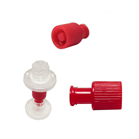 Red Luer Lock Plugs Dual Function For Male And Female Connectors Individually Wrapped 100 Pack Universal Fit Secure Seal Easy To Use