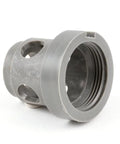 Genuine OEM Wash Arm Boss 22 4 Holes NSF Replacement Part For Commercial Dishwashers, side view of gray metal component with threaded opening