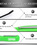 Mini Pocket Pry Bar Set of 3 With Pocket Clip in Green, About 4.4 Inch Length details including flat tip, clip, and logo.