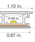 Cross-sectional diagram of 95 Inch In Ground LED Aluminum Channel Kit 2 Pack For Outdoor Walkways showing dimensions.