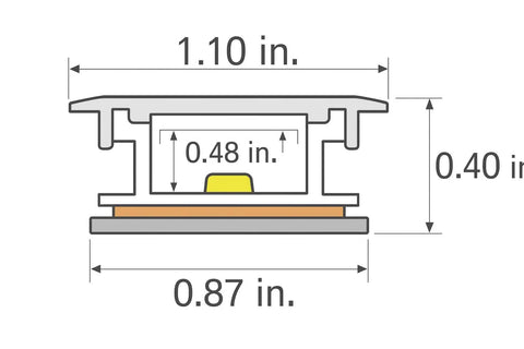 Cross-sectional diagram of 95 Inch In Ground LED Aluminum Channel Kit 2 Pack For Outdoor Walkways showing dimensions.