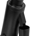 Hella Reliable Single Dose Coffee Grinder With Plasma Ionizer Killing Static Buildup For Swift Brewing Featuring 58 Millimeter Burr Set In Matte Black with wooden knob