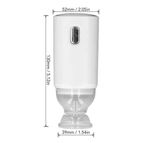 Rechargeable Portable Electric Vacuum Sealing Pump With One-Touch Auto Vacuum, Fast Suction For 3D Printing Filaments, Bags And Consumables, Compact Lightweight, Easy Grip For Home And Lab Use, front view with dimensions