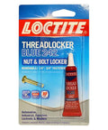 Packaging of Loctite Threadlocker Blue 242, nut and bolt locker for removable 1/4 to 3/4 inch fasteners.