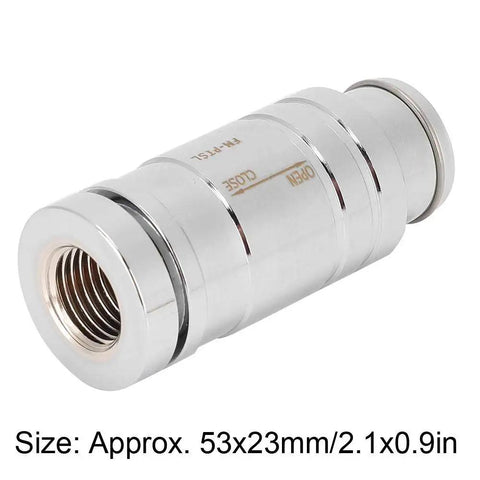 Brass Drain Valve With G1/4 Internal Thread For PC Water Cooling System, horizontal design, silver finish, 53x23mm size.