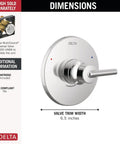 Trinsic 14 Series MultiChoice Valve Trim Chrome Finish With Universal Fittings And Single Handle Lever, 6.5 inches
